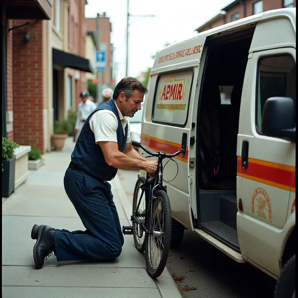 Service van in neighborhood