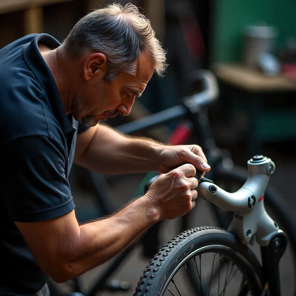 Expert bike mechanic at work
